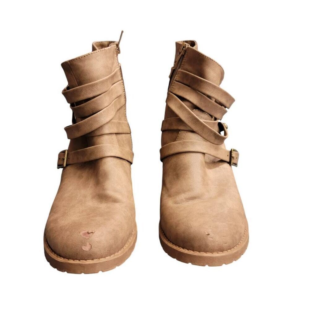 By Guess Brown Strappy Combat Boots - Picture 2 of 11